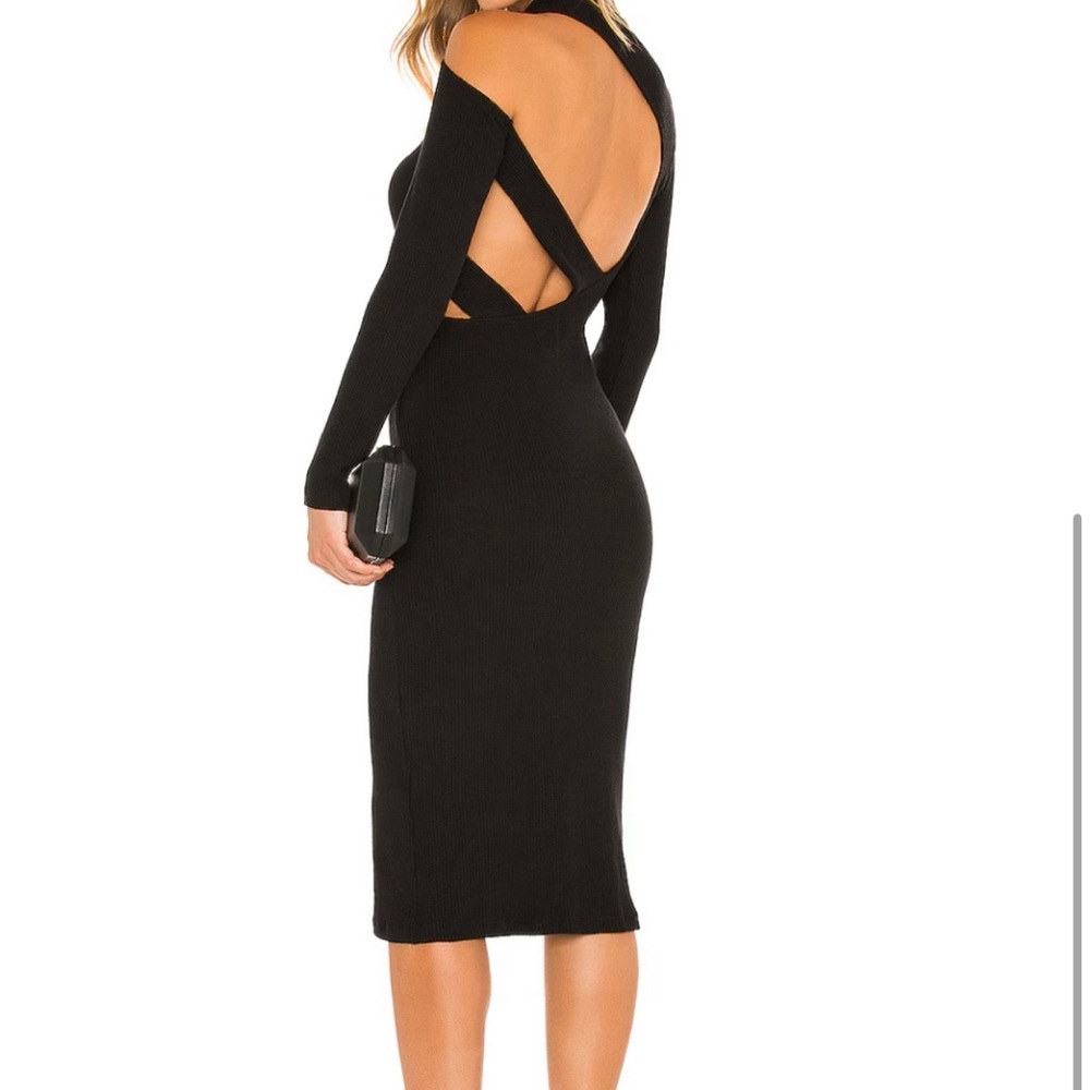 Revolve Elegant Black Cut-Out Midi Dress
